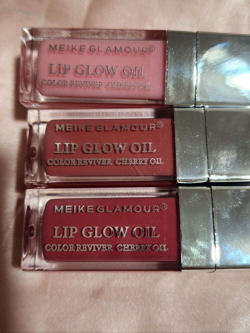 Glamour Lip Glow Oil Trio - Deep Rose, Coral Pink & Soft Pink